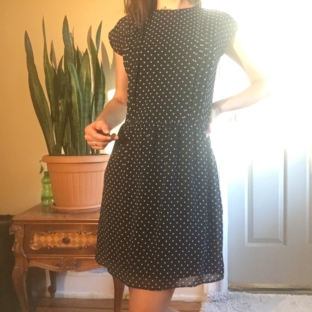 Zara Dark Blue Polka dot dress